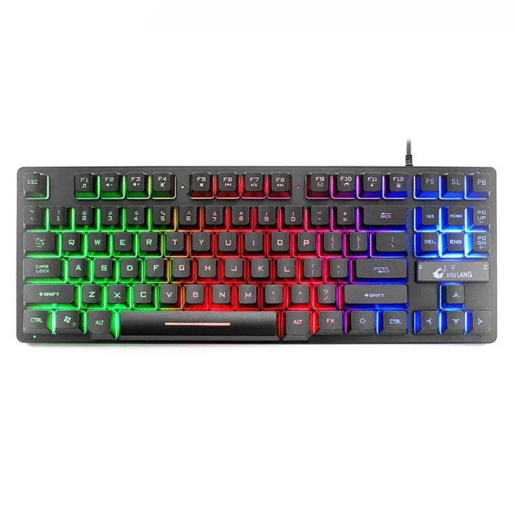 Clavier de jeu ZIYOULANG K16 87 touches colorées à lumière mixte pour ordinateur portable, longueur du câble : 1,5 m, K16