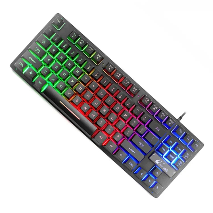 Clavier de jeu ZIYOULANG K16 87 touches colorées à lumière mixte pour ordinateur portable, longueur du câble : 1,5 m, K16