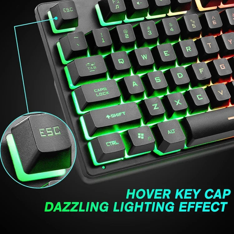 Clavier de jeu ZIYOULANG K16 87 touches colorées à lumière mixte pour ordinateur portable, longueur du câble : 1,5 m, K16