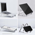 Support pour ordinateur portable en métal, support surélevé plat, pliable et de refroidissement, gris, argent