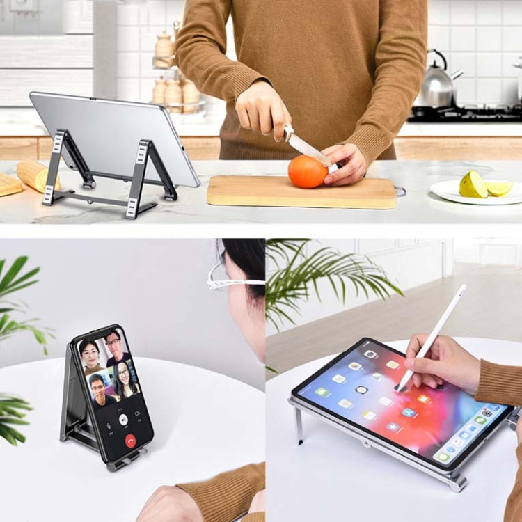 Support pour ordinateur portable en métal, support surélevé plat, pliable et de refroidissement, gris, argent