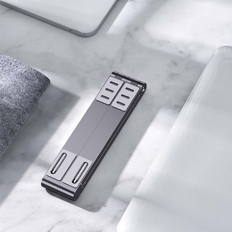 Support pour ordinateur portable en métal, support surélevé plat, pliable et de refroidissement, gris, argent