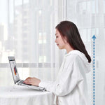 Support pour ordinateur portable en métal, support surélevé plat, pliable et de refroidissement, gris, argent