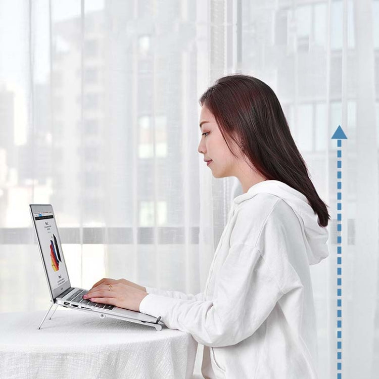 Support pour ordinateur portable en métal, support surélevé plat, pliable et de refroidissement, gris, argent