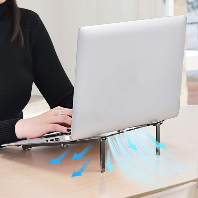 Support pour ordinateur portable en métal, support surélevé plat, pliable et de refroidissement, gris, argent