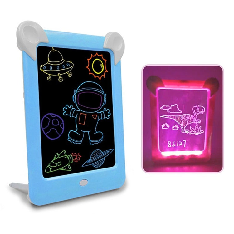 Tablette de Dessin Lumineuse LED Tableau d'Écriture Fluorescent Électronique Tableau de Message Lumineux pour Enfants, Bleu, Rose