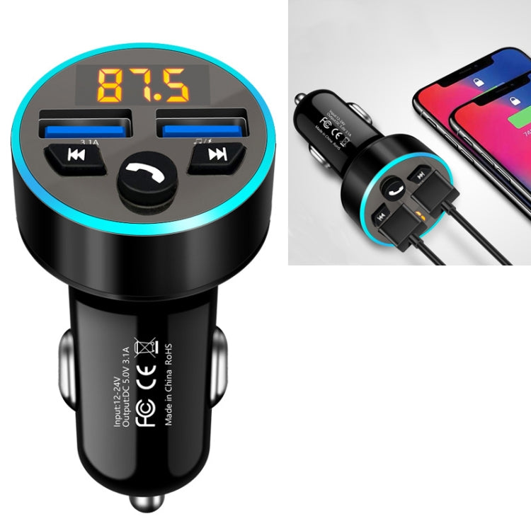 Halo Car MP3 Bluetooth Player Car Charger Car FM Transmitter 3.1A Car Charger, Elegant Black, Tyrant Gold, Snow Silver
