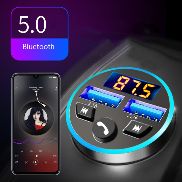Halo Car MP3 Bluetooth Player Car Charger Car FM Transmitter 3.1A Car Charger, Elegant Black, Tyrant Gold, Snow Silver