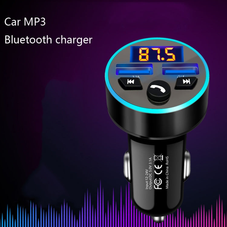 Halo Car MP3 Bluetooth Player Car Charger Car FM Transmitter 3.1A Car Charger, Elegant Black, Tyrant Gold, Snow Silver
