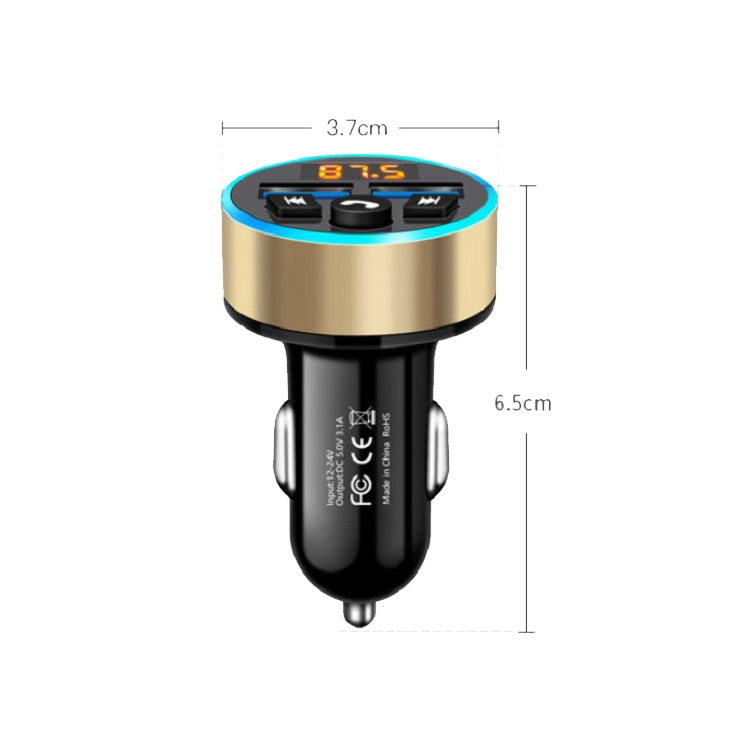 Halo Car MP3 Bluetooth Player Car Charger Car FM Transmitter 3.1A Car Charger, Elegant Black, Tyrant Gold, Snow Silver