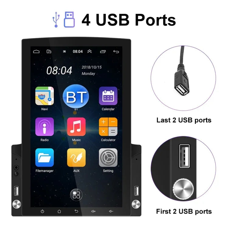 Lecteur MP5 de voiture à écran vertical HD 2,5D de 9,7 pouces avec navigation Android tout-en-un, Standard, Standard+Caméra 4 LED, Standard+Caméra 8 LED, Standard+Caméra 12 LED