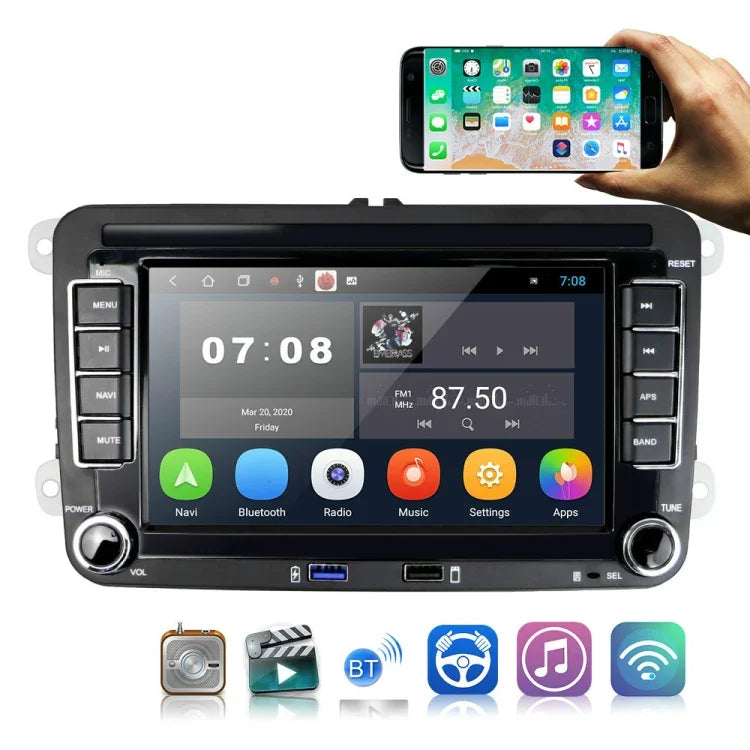 Convient au lecteur multimédia de voiture Volkswagen de 7 pouces, système de navigation intégré, Bluetooth, marche arrière, Android 10.0, 1+16G, 2+16G, 2+32G