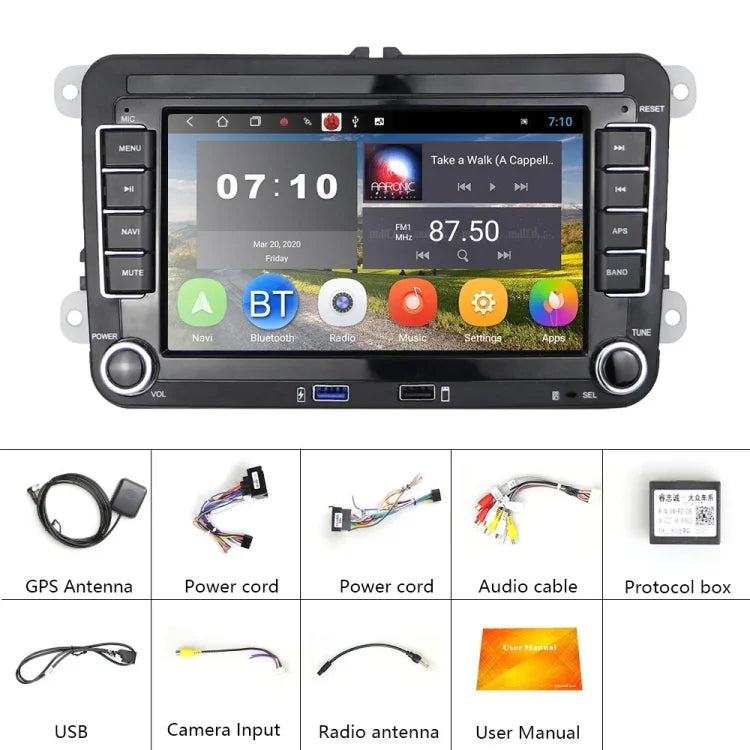 Convient au lecteur multimédia de voiture Volkswagen de 7 pouces, système de navigation intégré, Bluetooth, marche arrière, Android 10.0, 1+16G, 2+16G, 2+32G