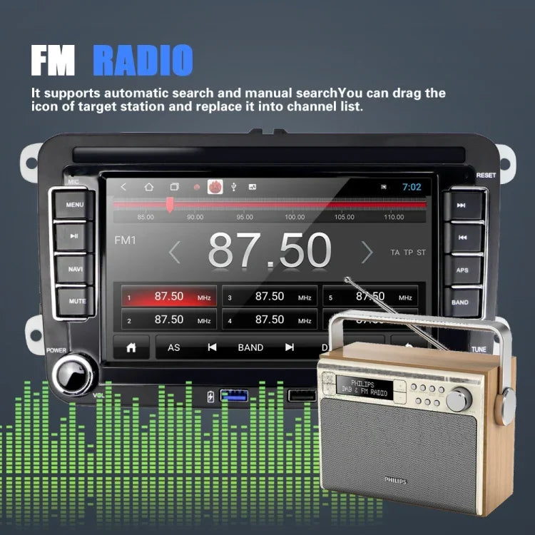 Convient au lecteur multimédia de voiture Volkswagen de 7 pouces, système de navigation intégré, Bluetooth, marche arrière, Android 10.0, 1+16G, 2+16G, 2+32G