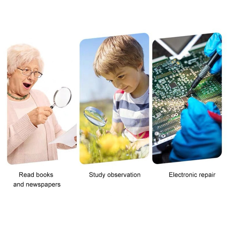 Loupe portative haute définition avec lumière LED, loupe de lecture et d'entretien pour personnes âgées, 95 mm 10x, 110 mm 30x double lentille