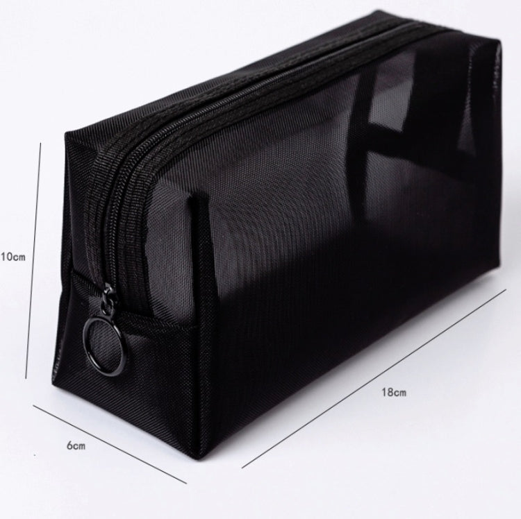 Trousse de toilette en maille transparente noire trois pièces grande capacité de voyage, Trousse de rangement trois pièces