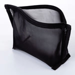 Trousse de toilette en maille transparente noire trois pièces grande capacité de voyage, Trousse de rangement trois pièces