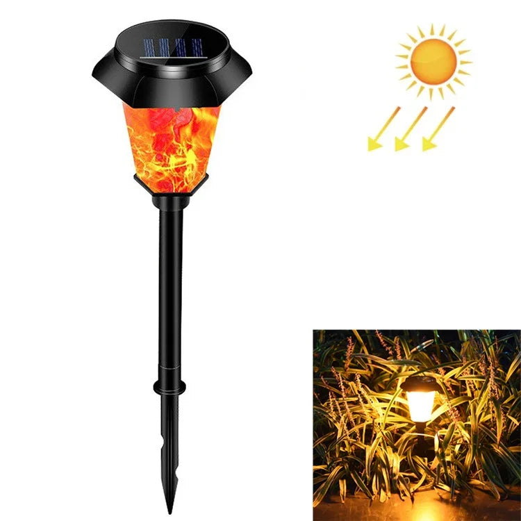 Lampe Solaire LED d'Extérieur pour Jardin et Pelouse, Effet Flamme Dynamique