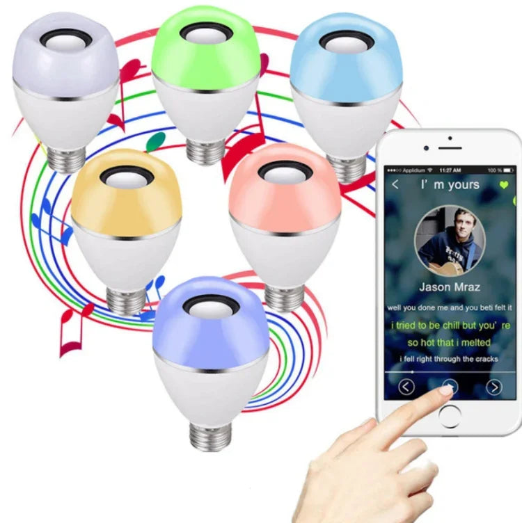 Ampoule musicale E27 LED intelligente et colorée avec télécommande, lumière de réveil, lumière musicale multi-liens via application, contrôle par application + télécommande