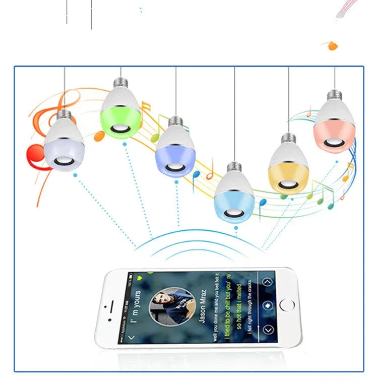 Ampoule musicale E27 LED intelligente et colorée avec télécommande, lumière de réveil, lumière musicale multi-liens via application, contrôle par application + télécommande
