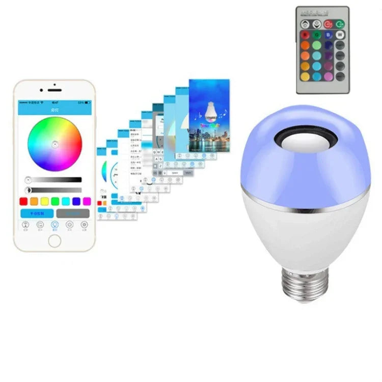 Ampoule musicale E27 LED intelligente et colorée avec télécommande, lumière de réveil, lumière musicale multi-liens via application, contrôle par application + télécommande