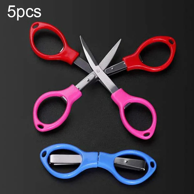 5 Ciseaux de pêche spéciaux pliables en acier inoxydable, style : poignée en plastique, couleur : livraison aléatoire, couleur de la poignée en plastique livraison aléatoire, couleur de la poignée en métal livraison aléatoire