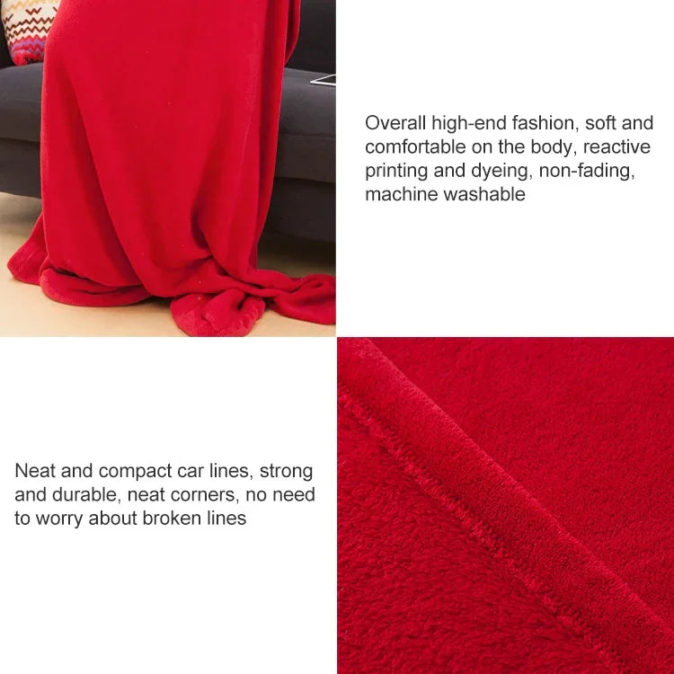 Couverture en polaire corail douce et épaisse pour printemps et automne, couverture TV, rouge, rose, marine
