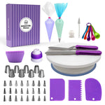 Plateau tournant à gâteaux, Ensemble de décoration de table, Douilles de décoration, Sacs en silicone, Pâtisserie DIY, Lot de 6 pièces, Lot de 12 pièces, Lot de 60 pièces