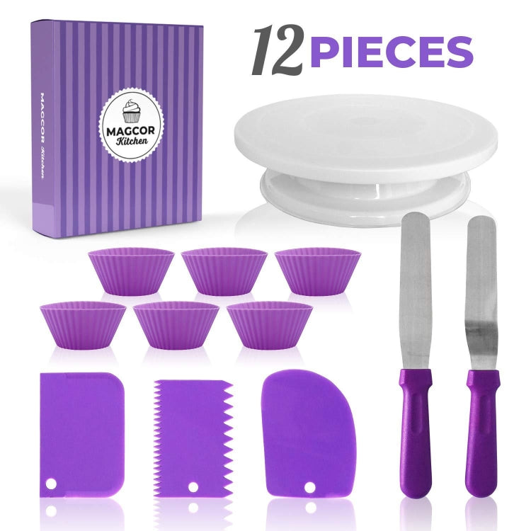 Plateau tournant à gâteaux, Ensemble de décoration de table, Douilles de décoration, Sacs en silicone, Pâtisserie DIY, Lot de 6 pièces, Lot de 12 pièces, Lot de 60 pièces