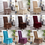 Housse de chaise jupe à bulles élastique universelle pour siège tabouret, housse en tissu à carreaux, taille universelle