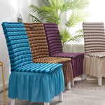 Housse de chaise jupe à bulles élastique universelle pour siège tabouret, housse en tissu à carreaux, taille universelle