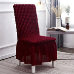Housse de chaise jupe à bulles élastique universelle pour siège tabouret, housse en tissu à carreaux, taille universelle