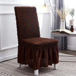 Housse de chaise jupe à bulles élastique universelle pour siège tabouret, housse en tissu à carreaux, taille universelle
