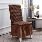Housse de chaise jupe à bulles élastique universelle pour siège tabouret, housse en tissu à carreaux, taille universelle