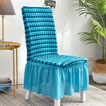 Housse de chaise jupe à bulles élastique universelle pour siège tabouret, housse en tissu à carreaux, taille universelle