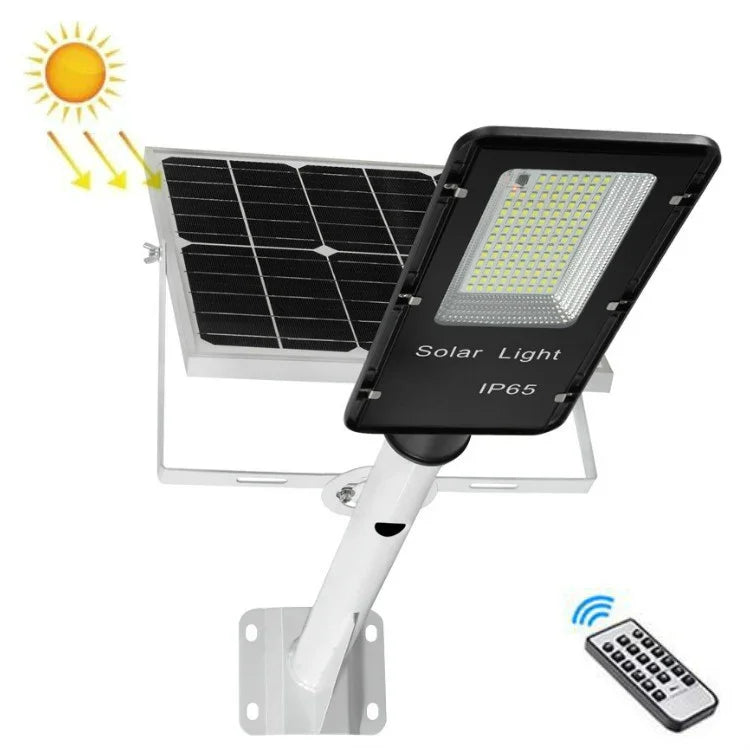 Lampadaire Solaire Extérieur Étanche, Éclairage Routier Intelligent avec Télécommande, T2 68 LED, T3 122 LED, T4 204 LED, T5 300 LED