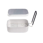 Boîte à déjeuner pliable portable en aluminium pour camping et voyage en plein air, boîte à déjeuner rétro petite, petite boîte à déjeuner standard, boîte à déjeuner avec support vapeur