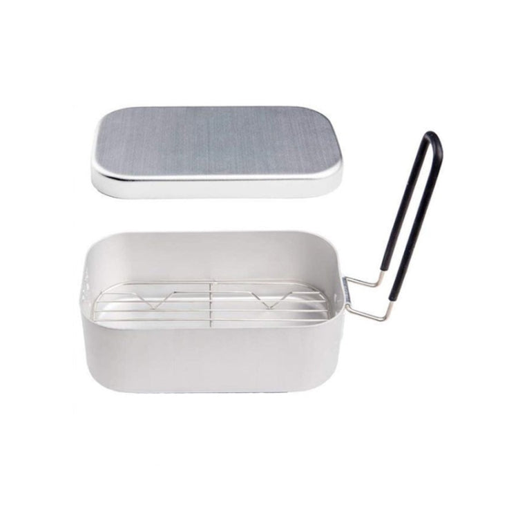 Boîte à déjeuner pliable portable en aluminium pour camping et voyage en plein air, boîte à déjeuner rétro petite, petite boîte à déjeuner standard, boîte à déjeuner avec support vapeur