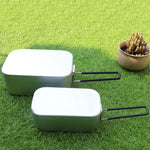 Boîte à déjeuner pliable portable en aluminium pour camping et voyage en plein air, boîte à déjeuner rétro petite, petite boîte à déjeuner standard, boîte à déjeuner avec support vapeur
