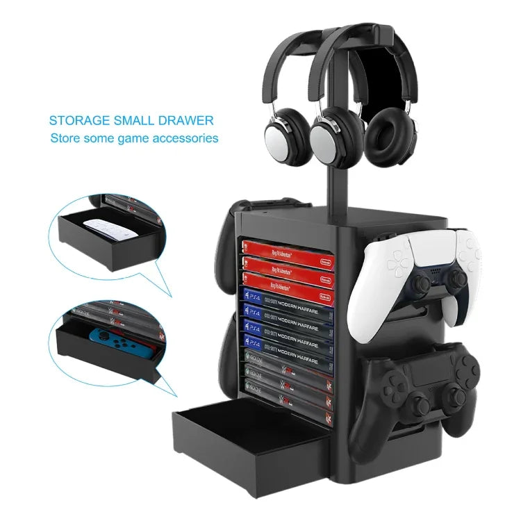 Support de rangement pour disques de jeu et casque audio pour PS5/XSX