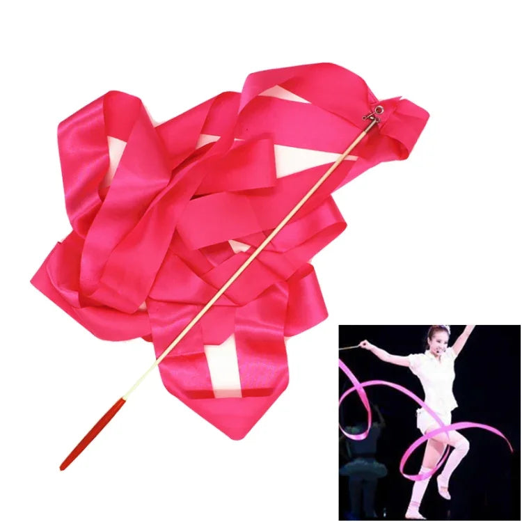 5 pièces Rubans de gymnastique artistique de 4 m Accessoires de danse Jouets pour enfants, Rose rouge, Rose, Rouge, Orange, Jaune, Vert, Bleu