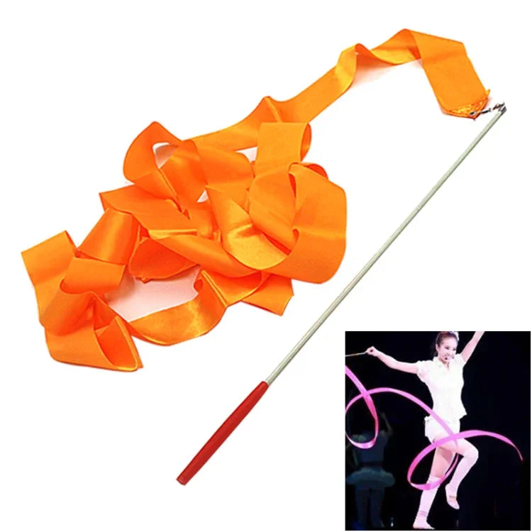 5 PCS 4 m Artistic Color Gymnastics Ribbon Dance Props Children Toys, Rose Red, Pink, Red, Orange, Yellow, Green, Blue