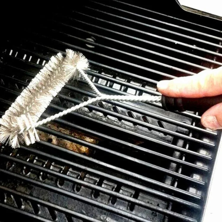 Brosse de nettoyage pour barbecue de 12 pouces avec poils en acier inoxydable et manche, 12 pouces