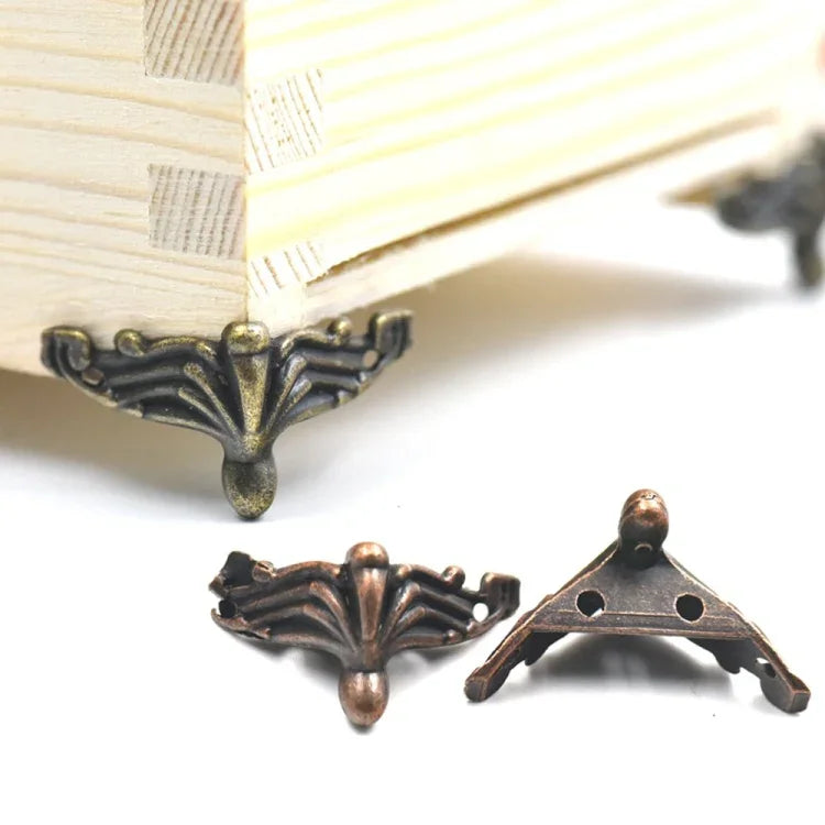 10 PCS Boîte Cadeau Bijoux Bronze Antique Boîte en Bois Pieds Décoratifs Protecteur d'Angle, Protecteur d'Angle Boîte Cadeau Bijoux