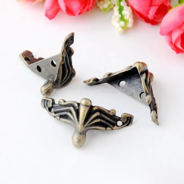 10 PCS Boîte Cadeau Bijoux Bronze Antique Boîte en Bois Pieds Décoratifs Protecteur d'Angle, Protecteur d'Angle Boîte Cadeau Bijoux