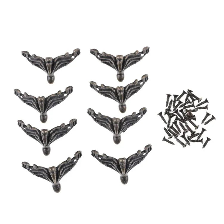 10 PCS Boîte Cadeau Bijoux Bronze Antique Boîte en Bois Pieds Décoratifs Protecteur d'Angle, Protecteur d'Angle Boîte Cadeau Bijoux