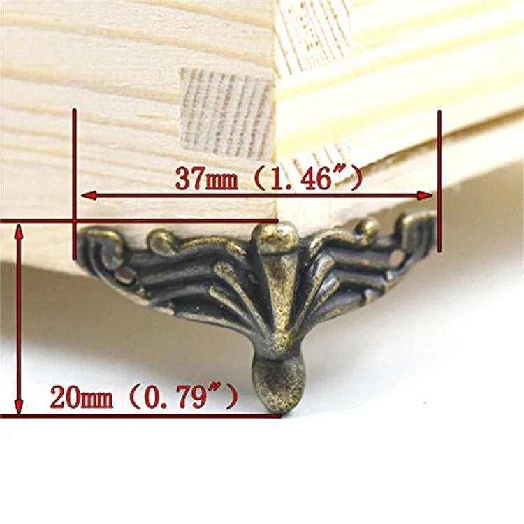 10 PCS Boîte Cadeau Bijoux Bronze Antique Boîte en Bois Pieds Décoratifs Protecteur d'Angle, Protecteur d'Angle Boîte Cadeau Bijoux