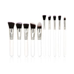 Lot de 10 Pinceaux de Maquillage Argentés/Dorés pour Cosmétiques, Outil de Maquillage Fard à Paupières Poudre, 10 argent noir, 10 platine, 10 or noir, 10 blanc argent, 10 or rose, 10 rose argent