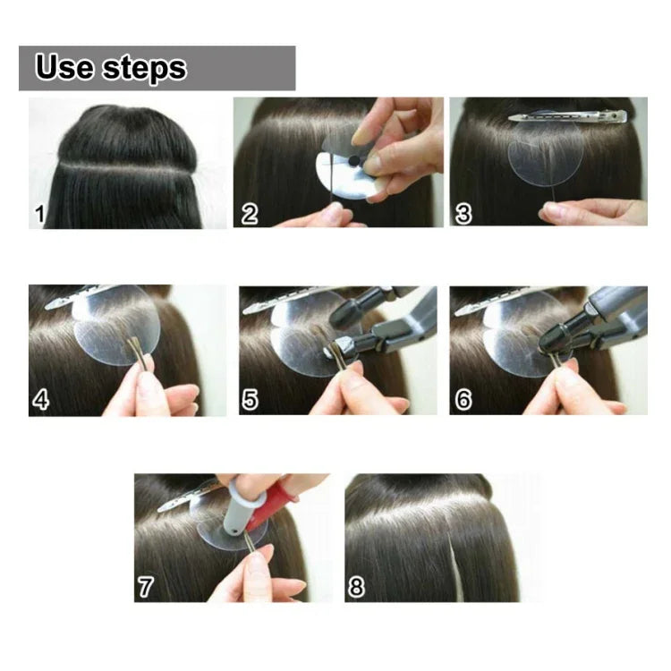 10 PCS Film isolant pour extensions de cheveux, perruques et extensions capillaires anti-brûlure avec échelle