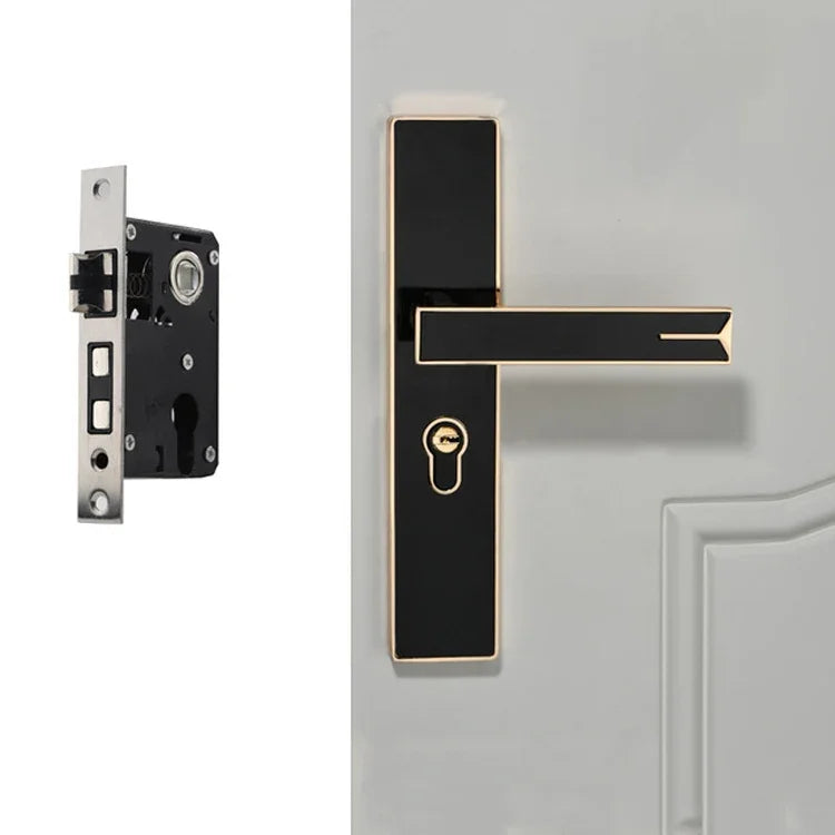 Verrou de porte intérieur en alliage d'aluminium à forte magnétisme silencieux, poignée de quincaillerie de chambre, noir et or petit corps de serrure 50, noir et argent petit corps de serrure 50